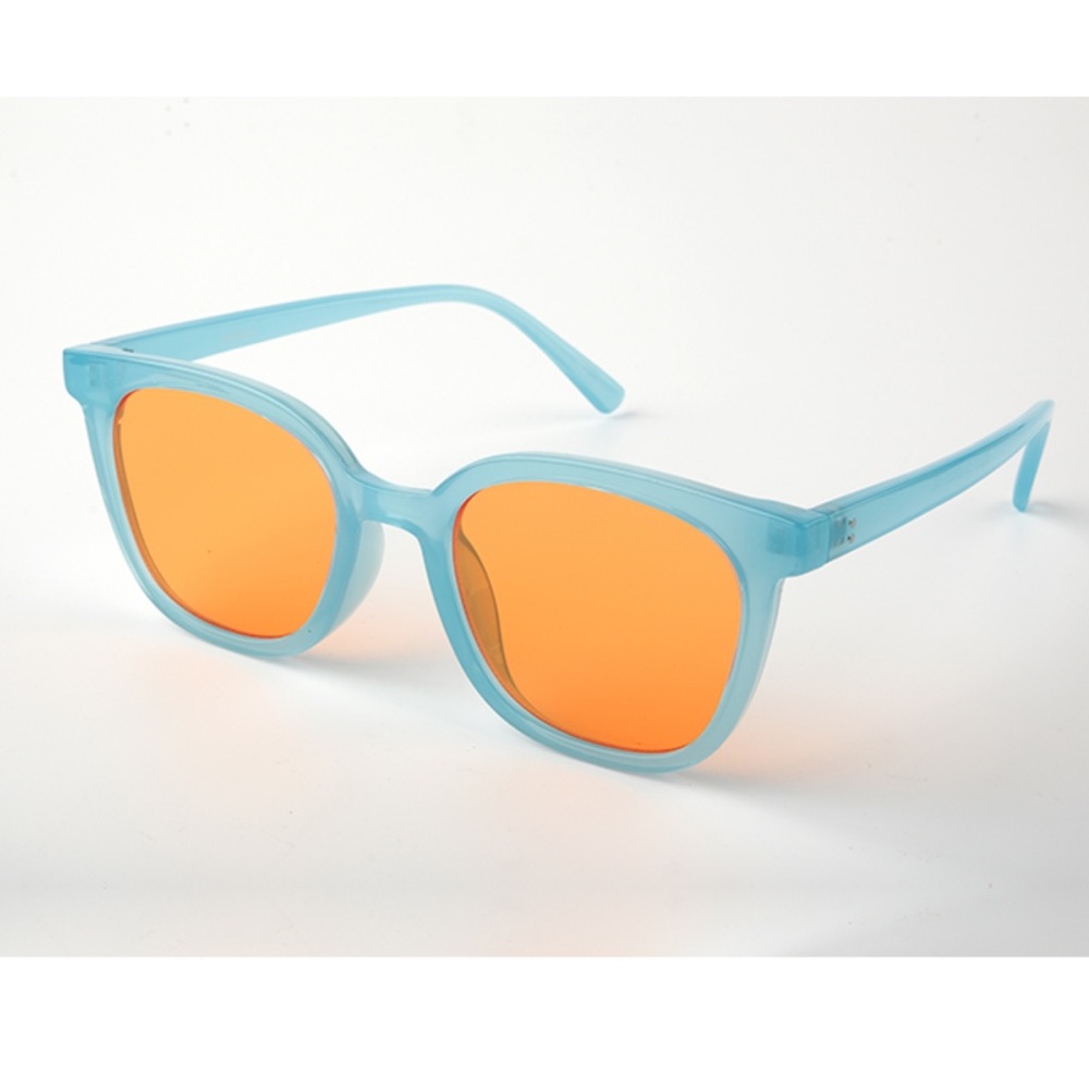 Aqua Frame Sunglasses with Orange Lenses